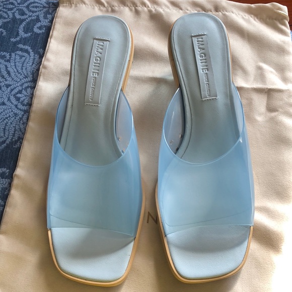 light blue mules